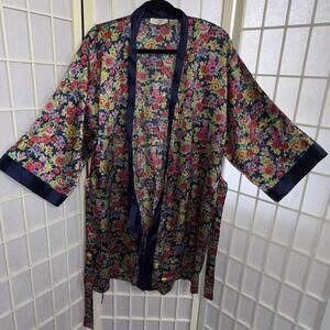 Victoria’s Secret Vintage Gold Label Floral Robe & Belt Y2K Sexy Luxury Silky Lg